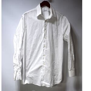 Calvin Klein White Dress Shirt Mens 16 1/2 34/35 Slim Fit Button Down